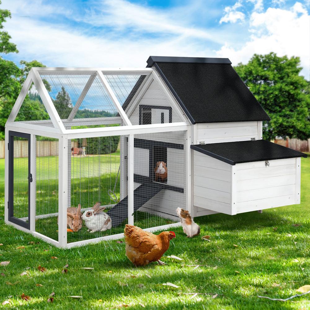 Buy i.Pet Chicken Coop Rabbit Hutch 166cm x 120cm x 112cm Large House Run Cage XL Bunny Wooden discounted | Products On Sale Australia