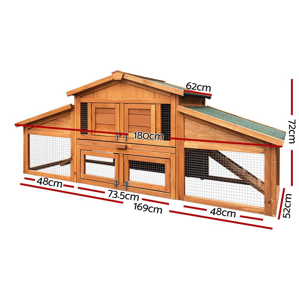 Buy i.Pet Chicken Coop Rabbit Hutch 169cm x 52cm x 72cm Large House Outdoor Wooden Run Cage discounted | Products On Sale Australia