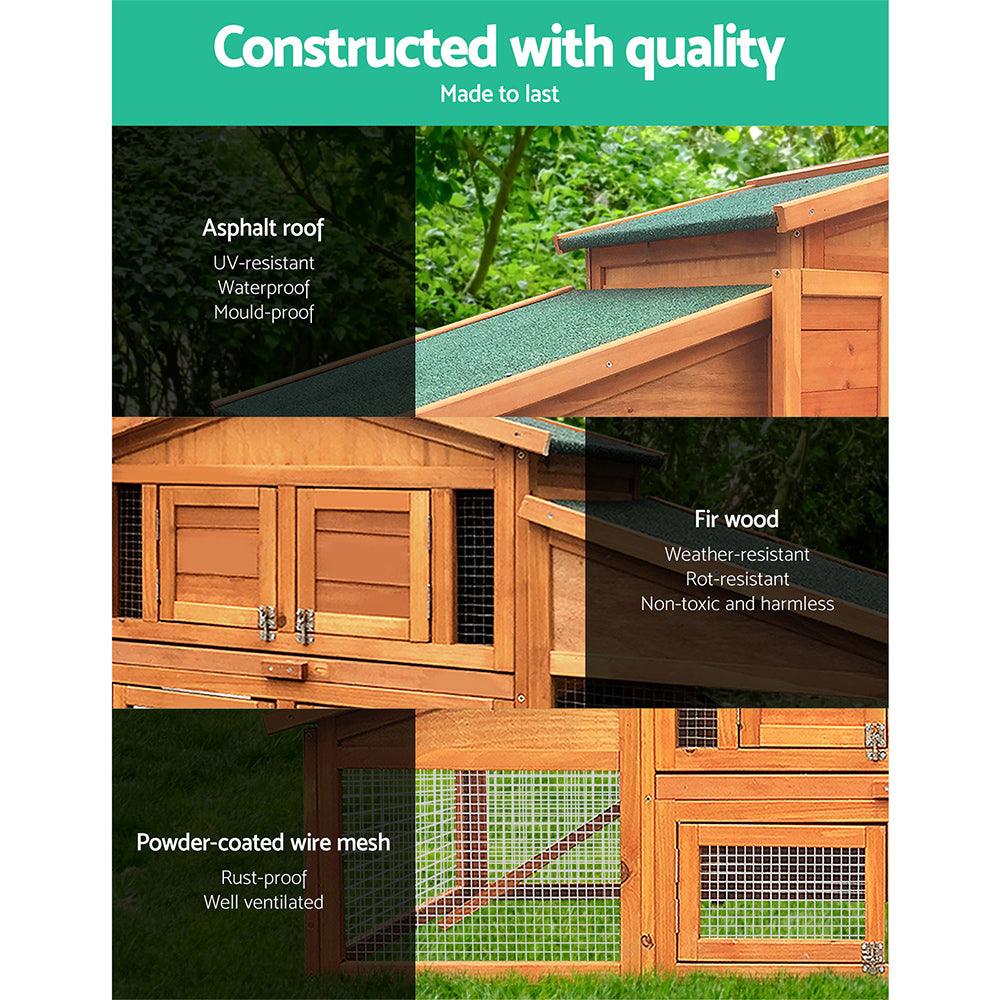 Buy i.Pet Chicken Coop Rabbit Hutch 169cm x 52cm x 72cm Large House Outdoor Wooden Run Cage discounted | Products On Sale Australia