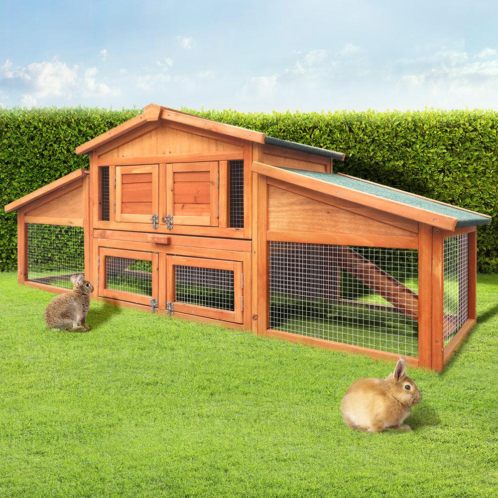 Buy i.Pet Chicken Coop Rabbit Hutch 169cm x 52cm x 72cm Large House Outdoor Wooden Run Cage discounted | Products On Sale Australia