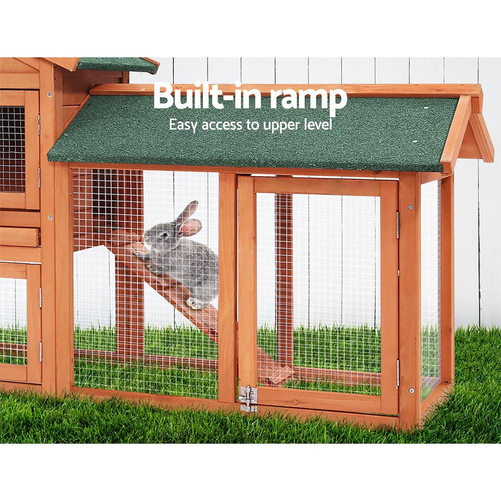 Buy i.Pet Chicken Coop Rabbit Hutch 220cm x 44cm x 84cm Large Run Wooden Outdoor Bunny Cage House discounted | Products On Sale Australia