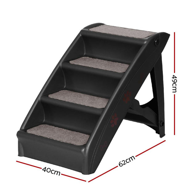 Buy i.Pet Dog Ramp Steps For Bed Sofa Car Pet Stairs Ladder Portable Foldable Black | Products On Sale Australia