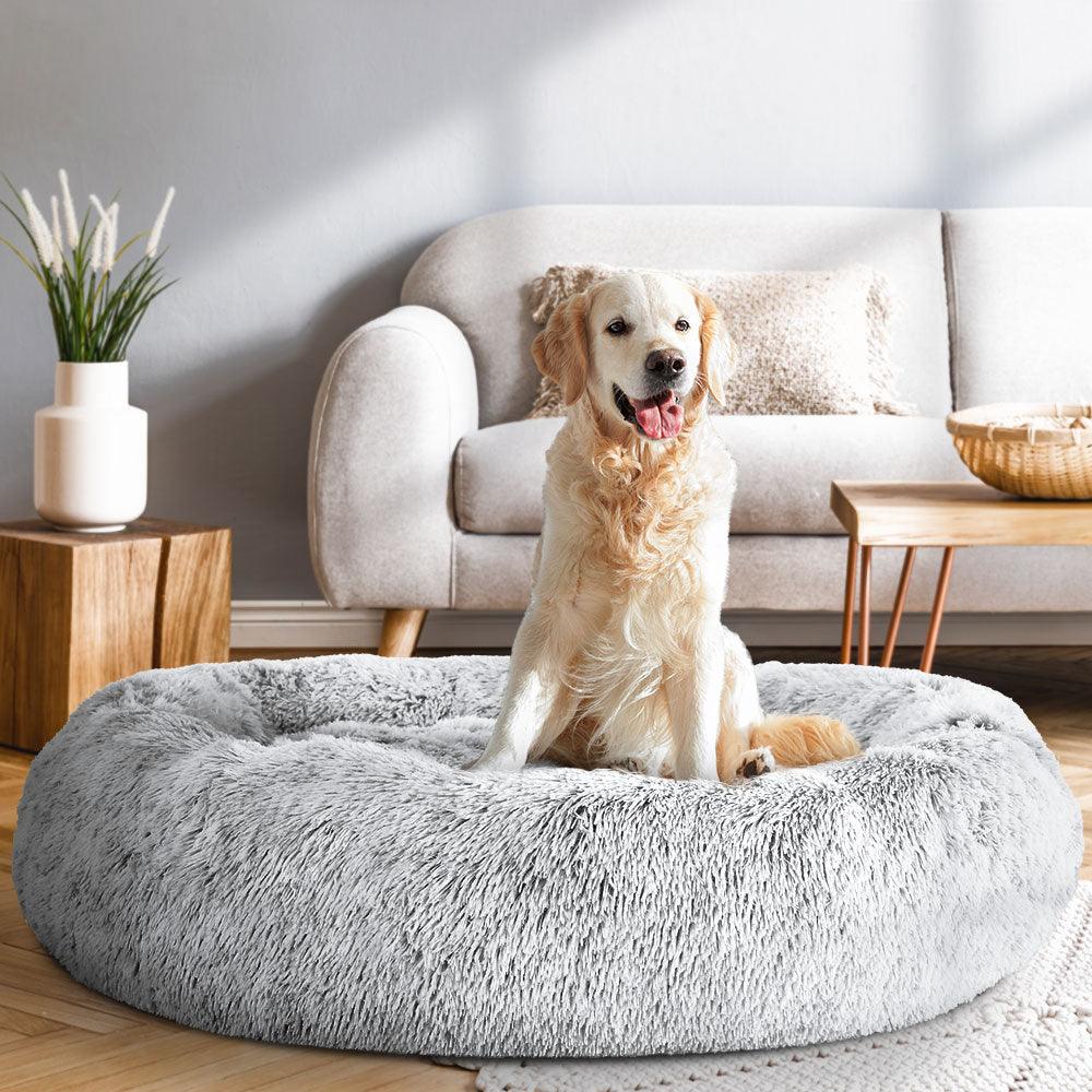 Buy i.Pet Pet Bed Dog Cat 110cm Calming Extra Large Soft Plush Light Charcoal discounted | Products On Sale Australia