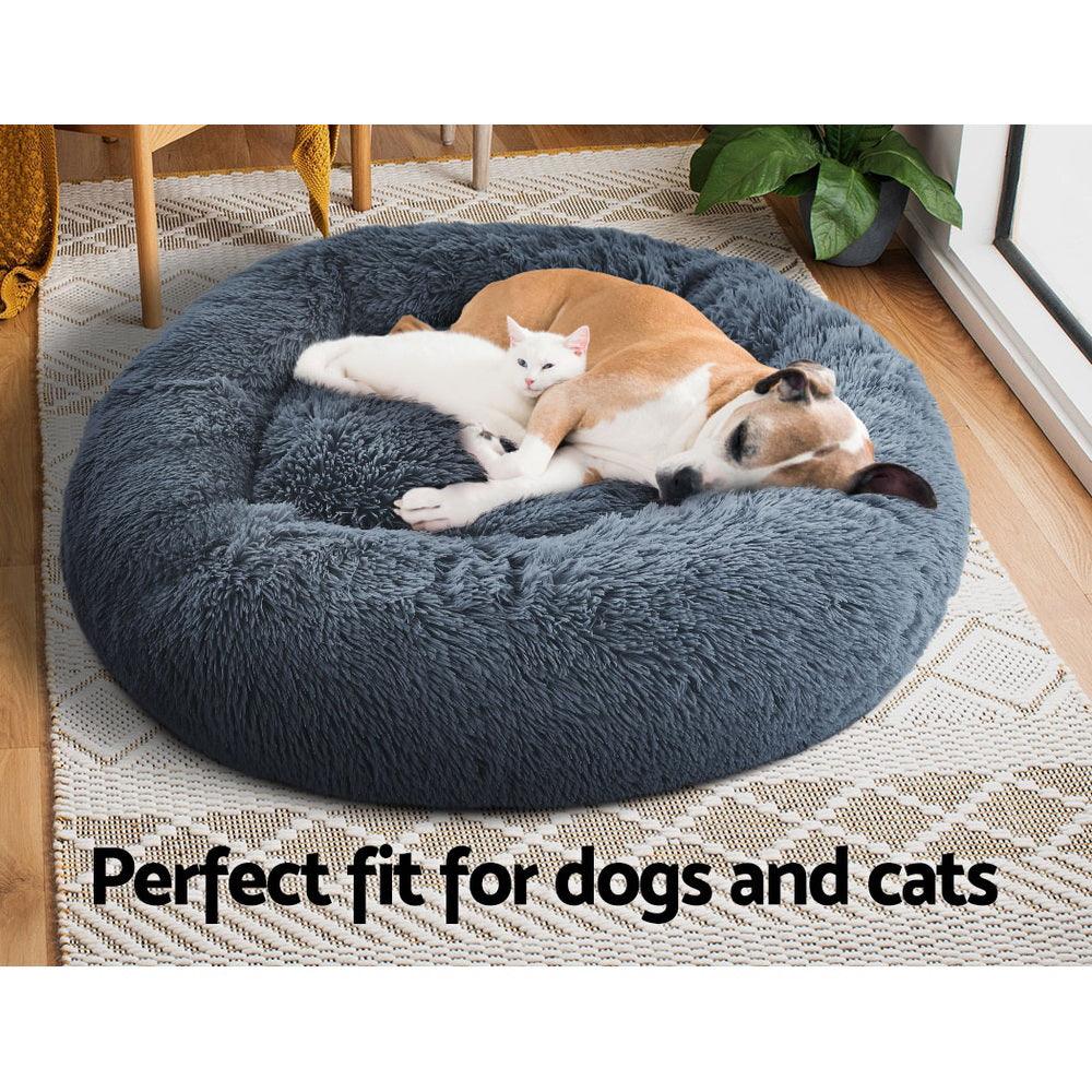 Buy i.Pet Pet Bed Dog Cat 90cm Large Calming Soft Plush Bed Dark Grey discounted | Products On Sale Australia