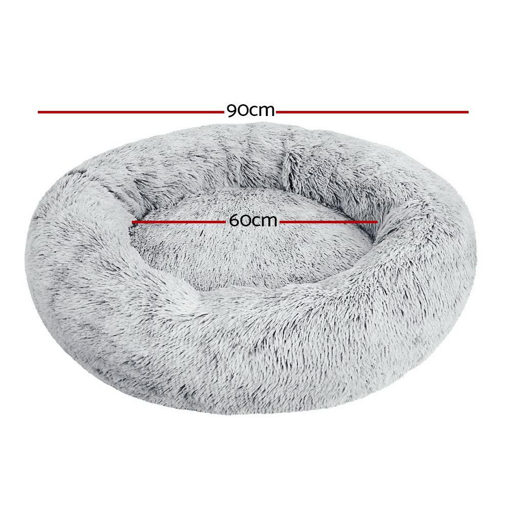 Buy i.Pet Pet Bed Dog Cat 90cm Large Calming Soft Plush Light Charcoal discounted | Products On Sale Australia