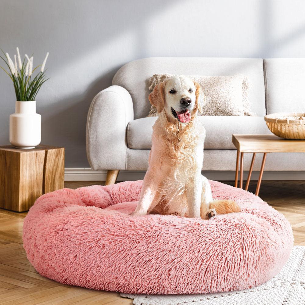 Buy i.Pet Pet Bed Dog Cat 90cm Large Calming Soft Plush Pink discounted | Products On Sale Australia