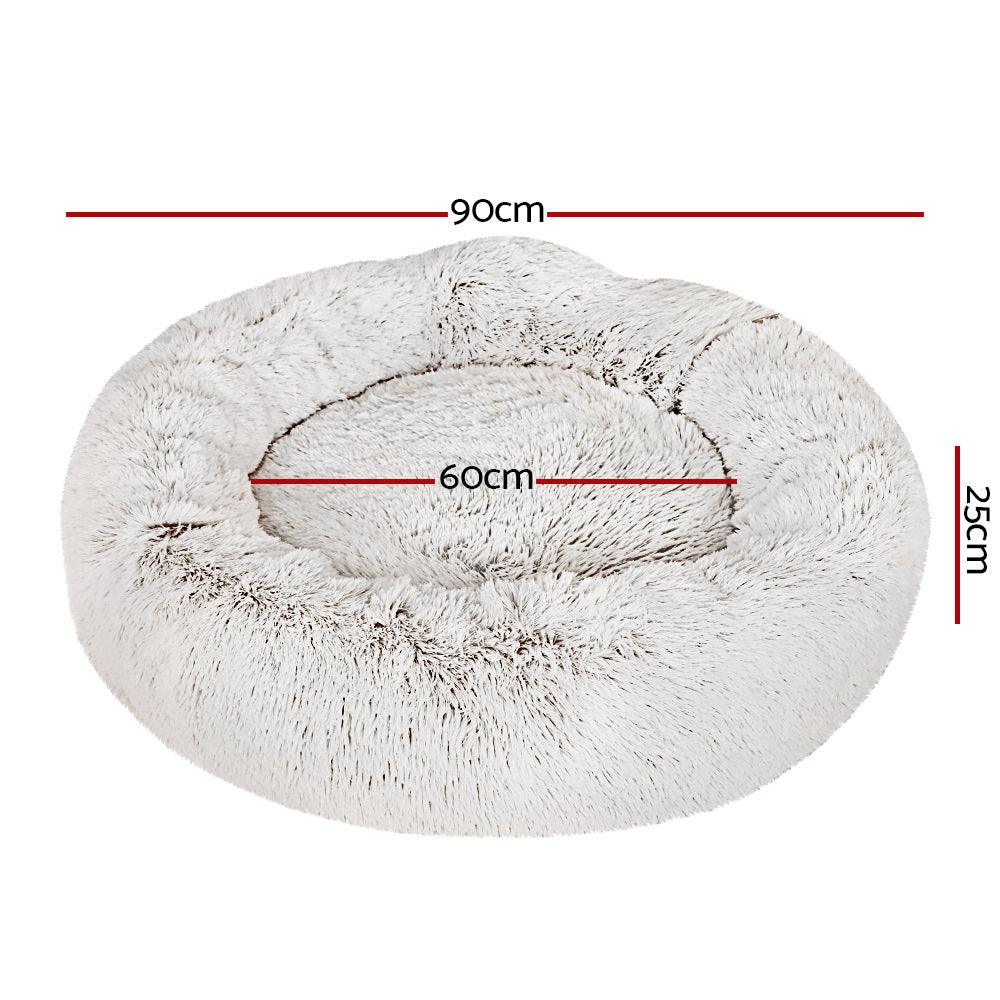 Buy i.Pet Pet Bed Dog Cat 90cm Large Calming Soft Plush White Brown discounted | Products On Sale Australia