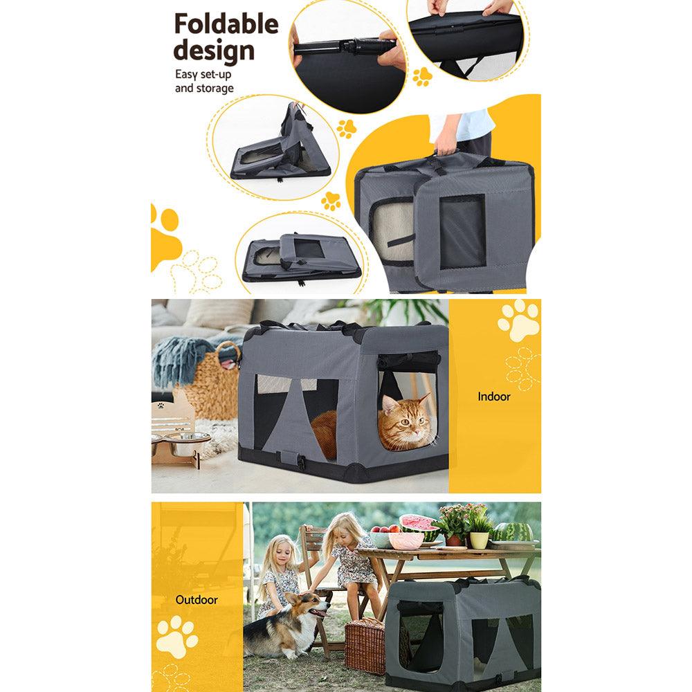 Buy i.Pet Pet Carrier Soft Crate Dog Cat Travel 60x42CM Portable Foldable Car M discounted | Products On Sale Australia