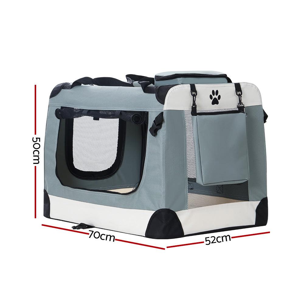 Buy i.Pet Pet Carrier Soft Crate Dog Cat Travel 70x52CM Portable Foldable Car Large discounted | Products On Sale Australia