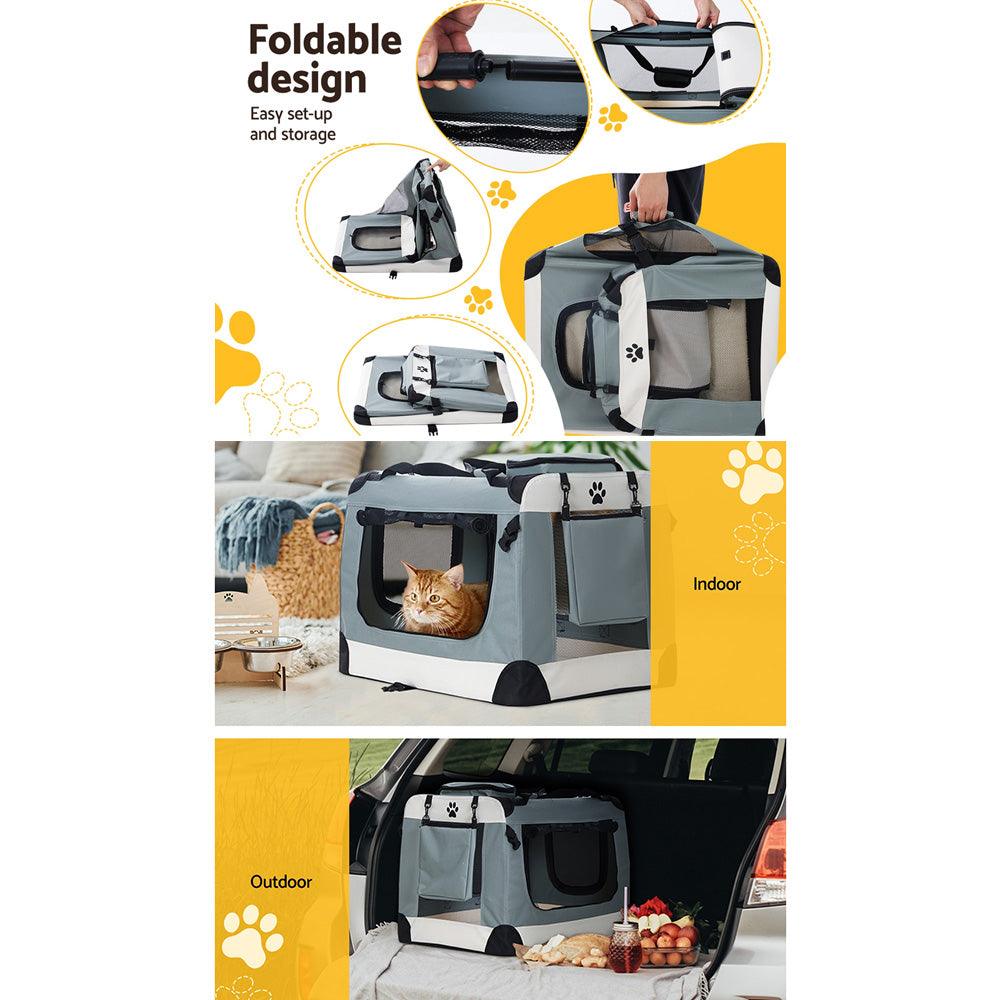 Buy i.Pet Pet Carrier Soft Crate Dog Cat Travel 70x52CM Portable Foldable Car Large discounted | Products On Sale Australia