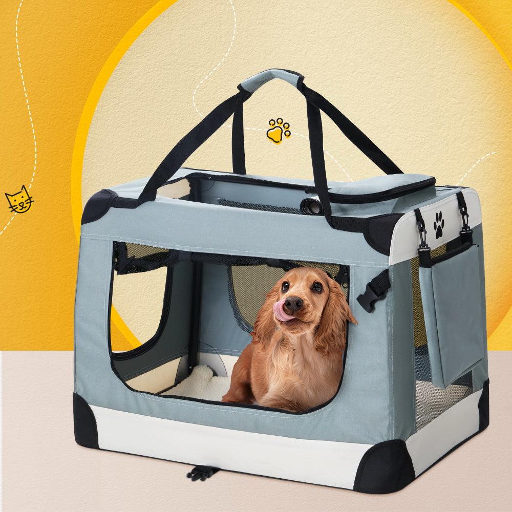 Buy i.Pet Pet Carrier Soft Crate Dog Cat Travel 70x52CM Portable Foldable Car Large discounted | Products On Sale Australia