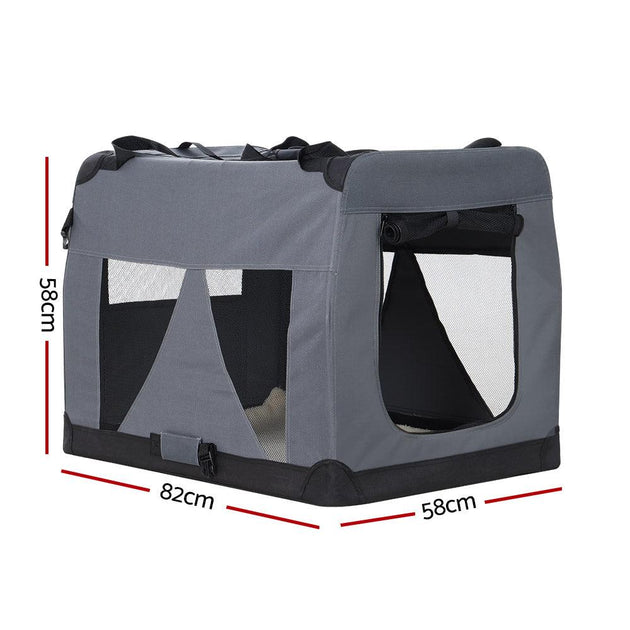 Buy i.Pet Pet Carrier Soft Crate Dog Cat Travel 82x58CM Portable Foldable Car XL discounted | Products On Sale Australia