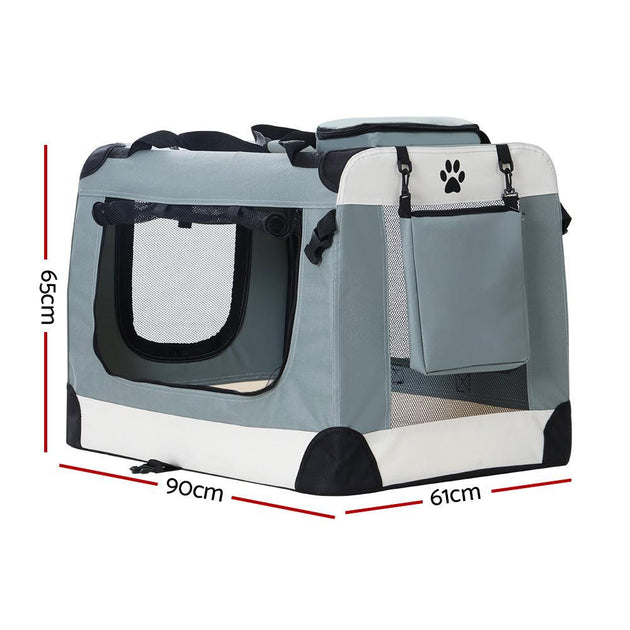 Buy i.Pet Pet Carrier Soft Crate Dog Cat Travel 90x61CM Portable Foldable Car 2XL discounted | Products On Sale Australia