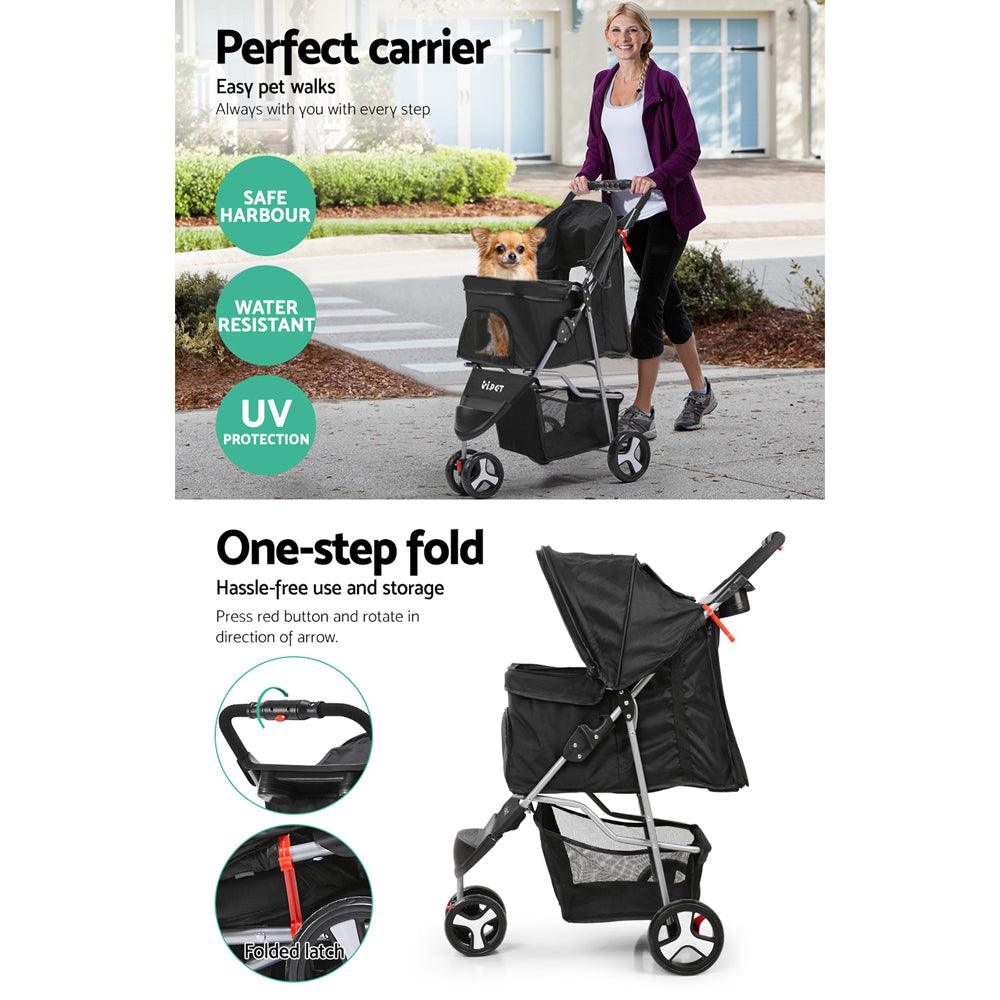 Buy i.Pet Pet Stroller Dog Pram Cat Carrier Large Travel Pushchair Foldable 3 Wheels discounted | Products On Sale Australia