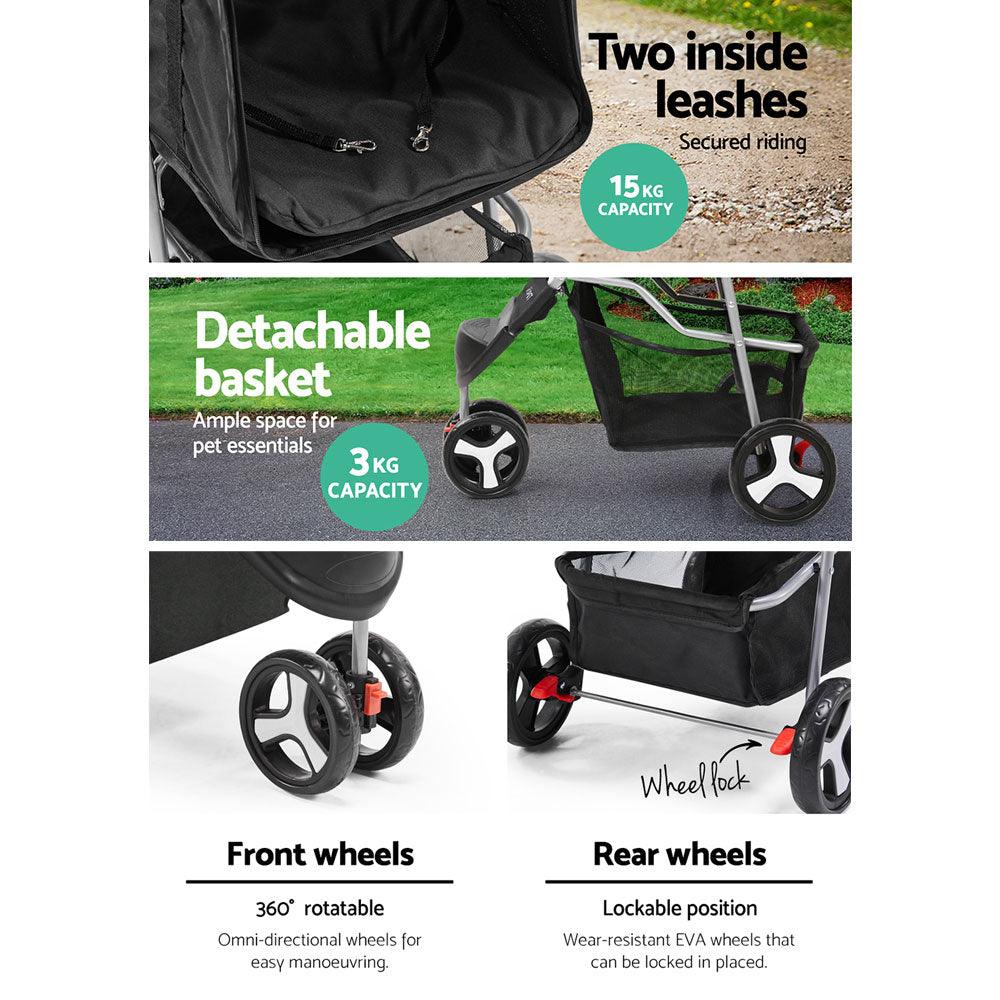 Buy i.Pet Pet Stroller Dog Pram Cat Carrier Large Travel Pushchair Foldable 3 Wheels discounted | Products On Sale Australia