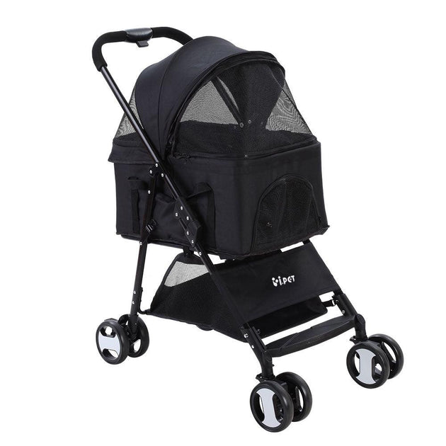 Buy i.Pet Pet Stroller Dog Pram Cat Carrier Travel Large Pushchair Foldable 4 Wheels Black discounted | Products On Sale Australia