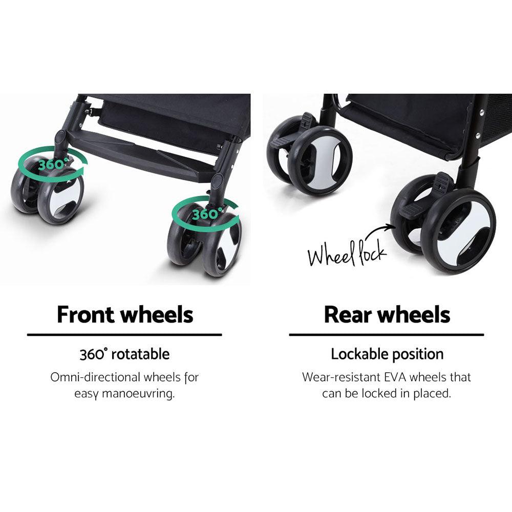 Buy i.Pet Pet Stroller Dog Pram Cat Carrier Travel Large Pushchair Foldable 4 Wheels Black discounted | Products On Sale Australia