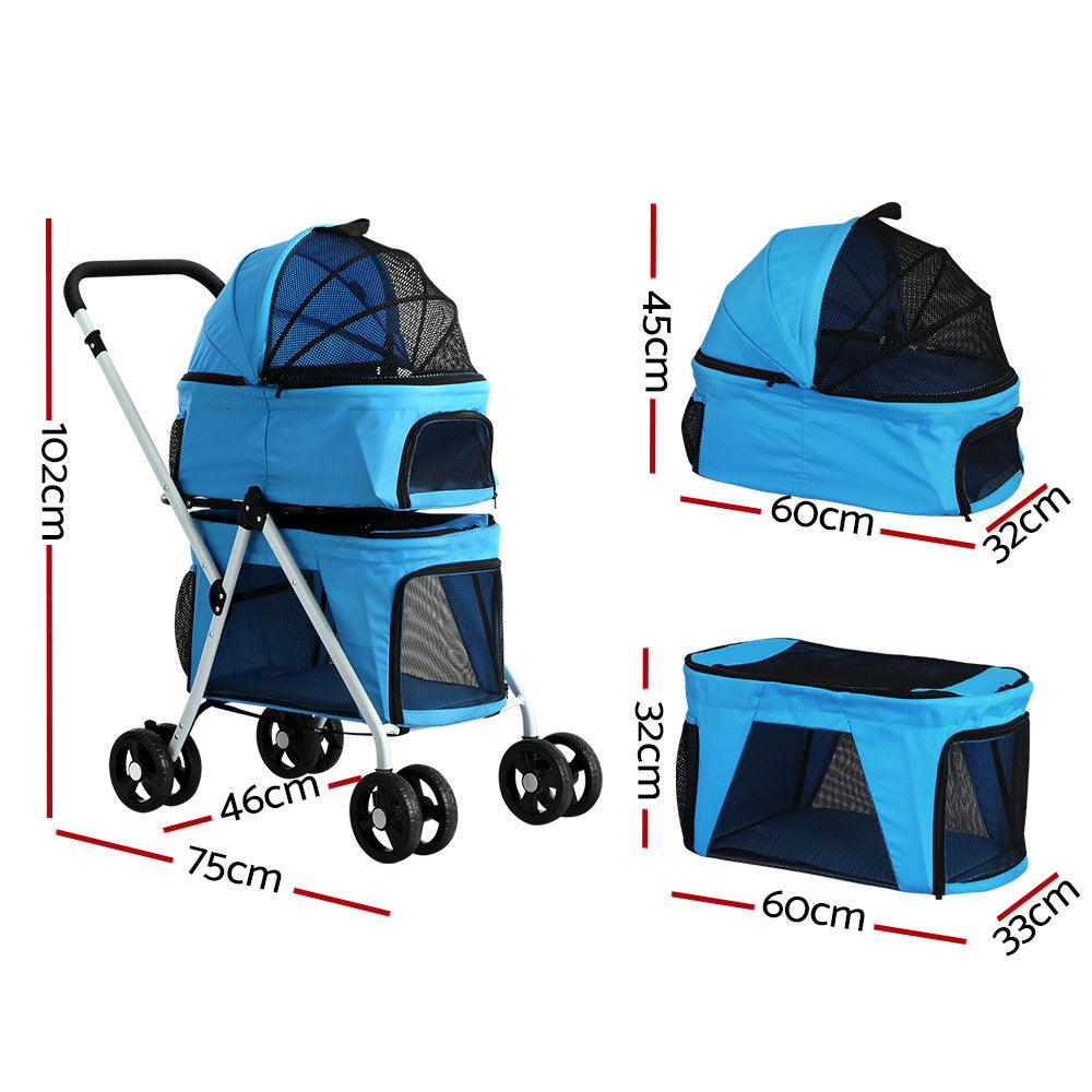 Buy i.Pet Pet Stroller Dog Pram Large Cat Carrier Travel Foldable 4 Wheels Double discounted | Products On Sale Australia