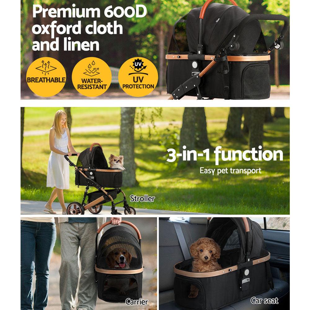 Buy i.Pet Pet Stroller Dog Pram Large Cat Carrier Travel Foldable Pushchair 4 Wheels discounted | Products On Sale Australia