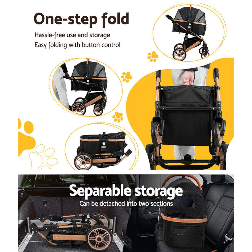 Buy i.Pet Pet Stroller Dog Pram Large Cat Carrier Travel Foldable Pushchair 4 Wheels discounted | Products On Sale Australia