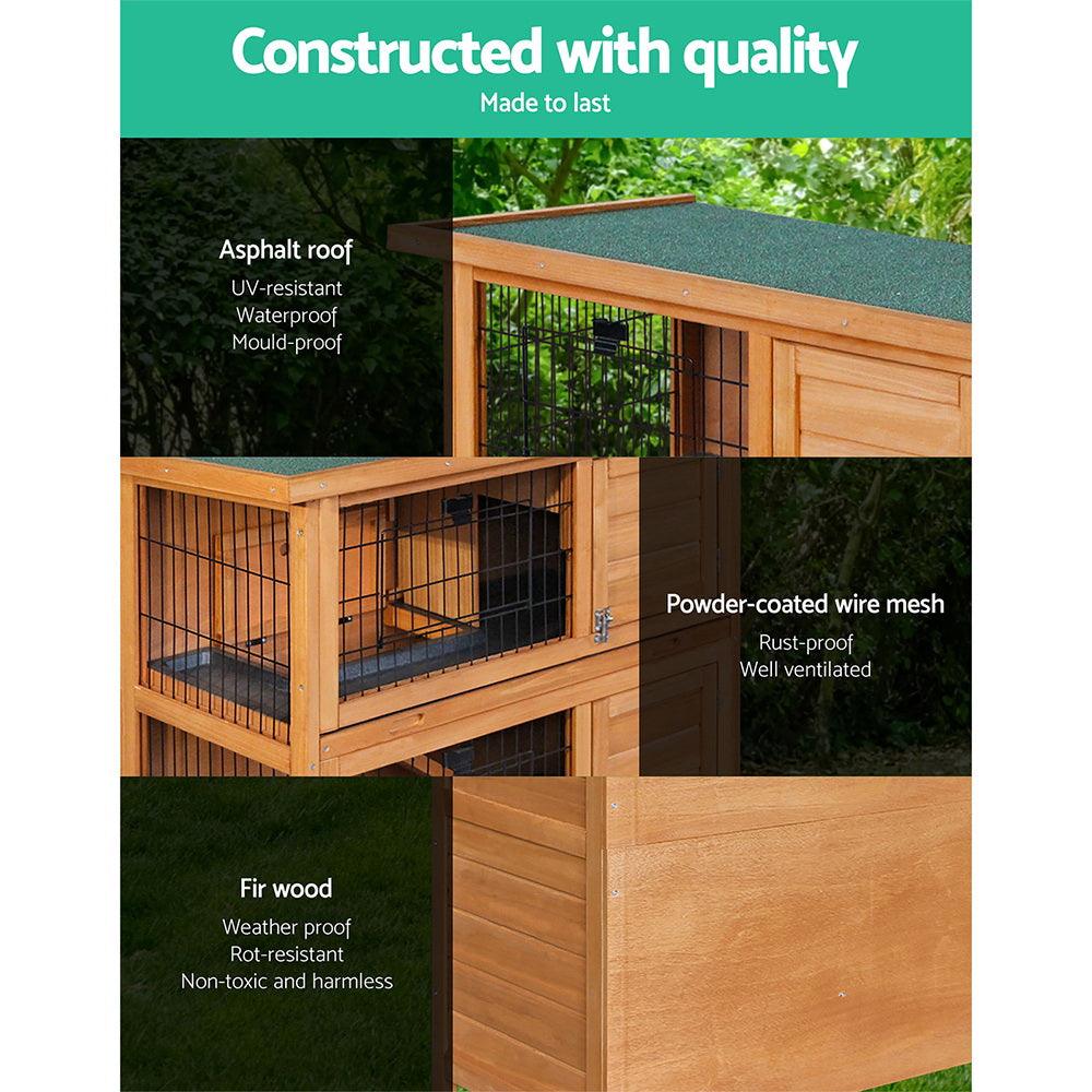 Buy i.Pet Rabbit Hutch 91.5cm x 45cm x 82cm Chicken Coop Large Wooden House Run Cage Pet Bunny discounted | Products On Sale Australia