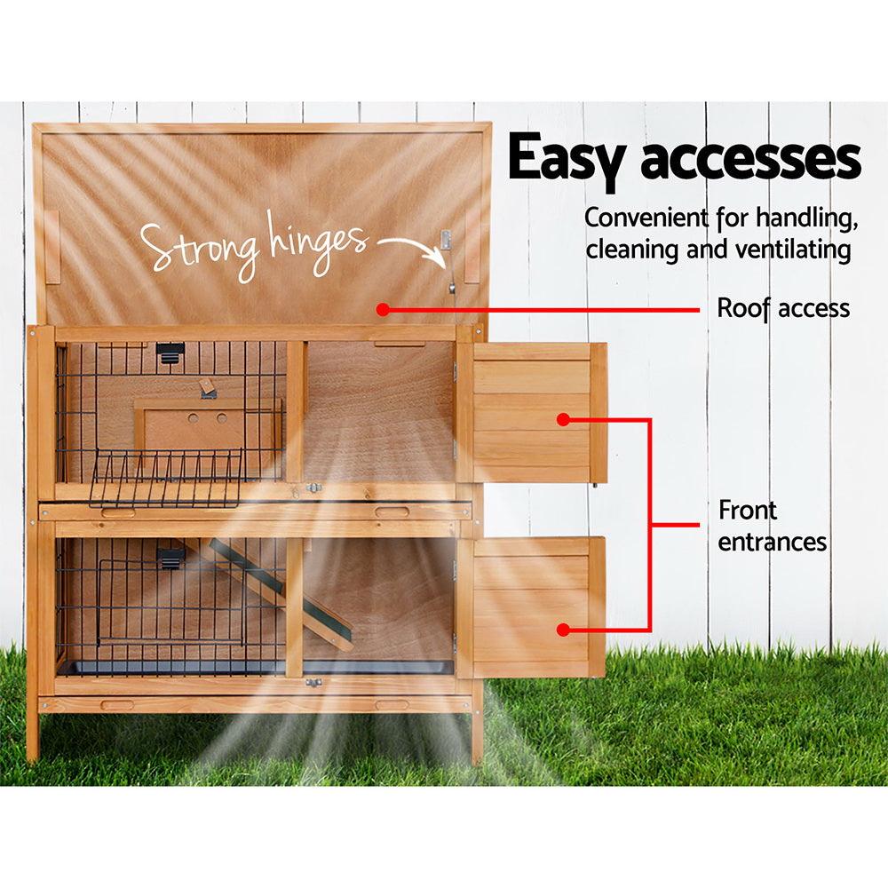 Buy i.Pet Rabbit Hutch 91.5cm x 45cm x 82cm Chicken Coop Large Wooden House Run Cage Pet Bunny discounted | Products On Sale Australia