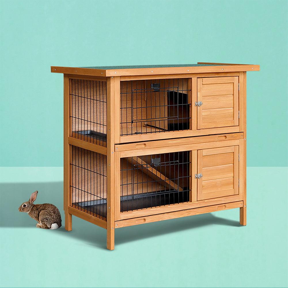 Buy i.Pet Rabbit Hutch 91.5cm x 45cm x 82cm Chicken Coop Large Wooden House Run Cage Pet Bunny discounted | Products On Sale Australia