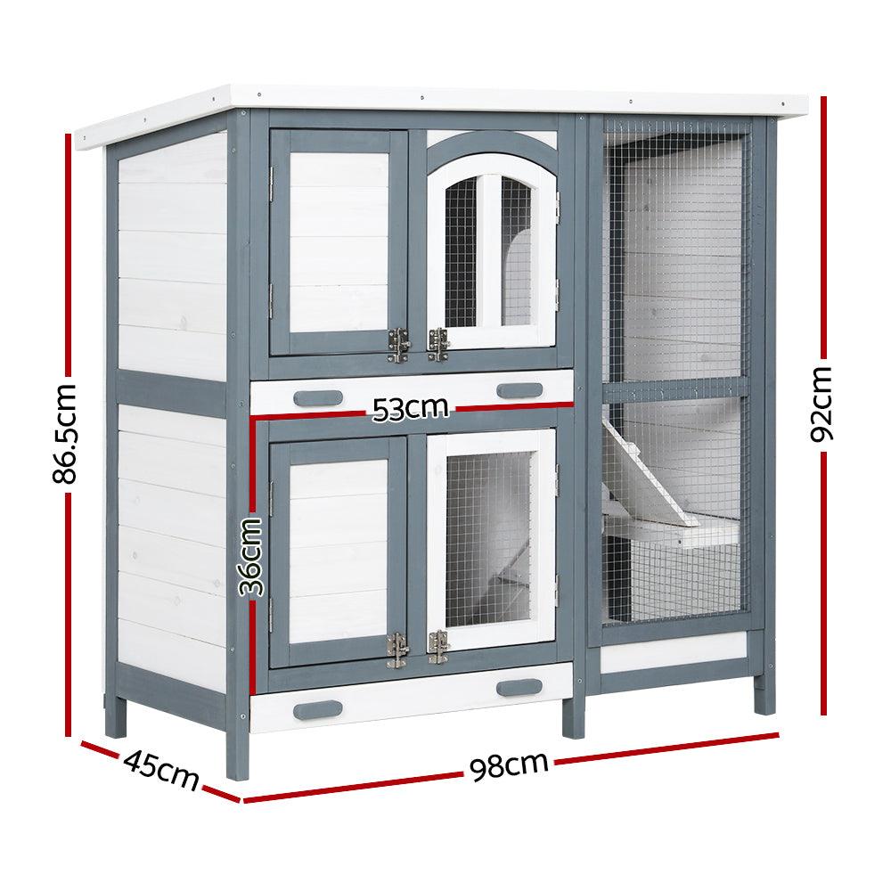 Buy i.Pet Rabbit Hutch 98cm x 45cm x 92cm Chicken Coop Large Wooden House Run Cage Bunny Guinea Pig discounted | Products On Sale Australia