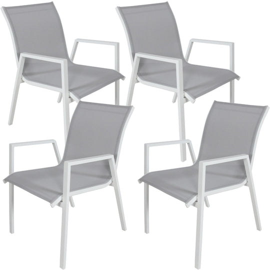 Buy Iberia 4pc Set Aluminium Outdoor Dining Table Chair White discounted | Products On Sale Australia