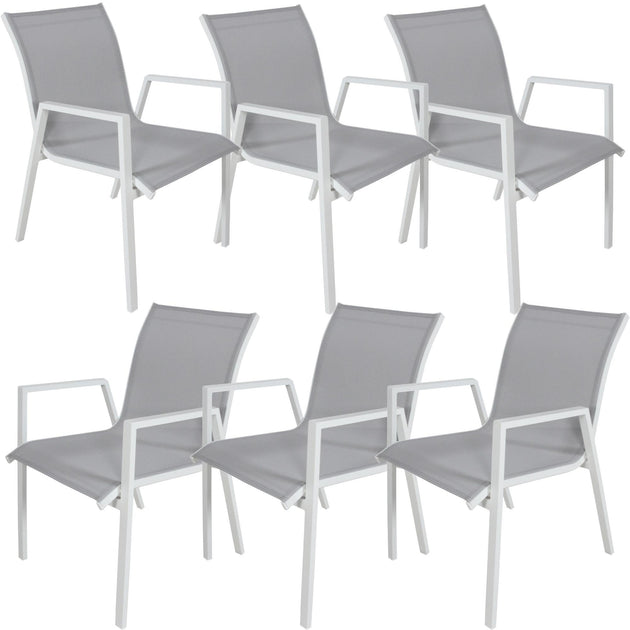 Buy Iberia 6pc Set Aluminium Outdoor Dining Table Chair White discounted | Products On Sale Australia