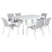 Buy Iberia 7pc Set 178cm Aluminium Outdoor Dining Table Chair White discounted | Products On Sale Australia