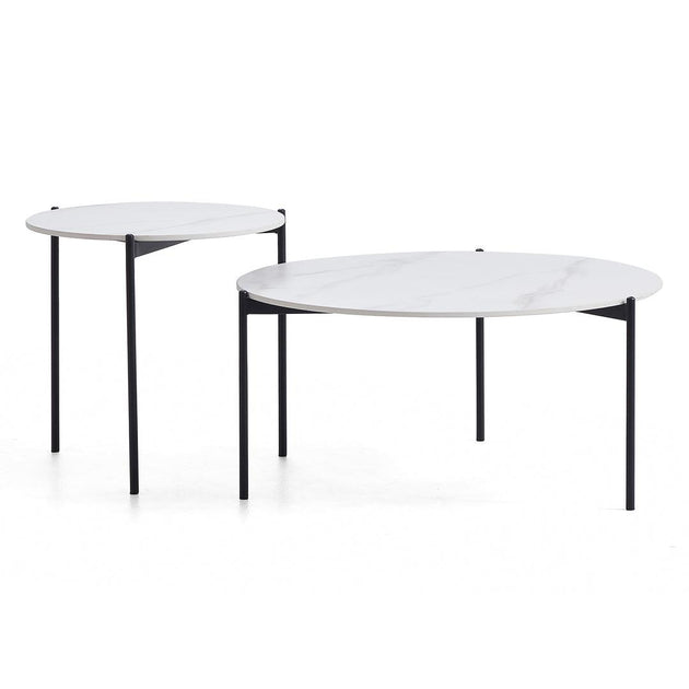 Buy Interior Ave - Bianco Nested Coffee Table Set - White Marble Stone discounted | Products On Sale Australia