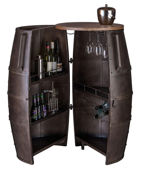 Iron Barrel Shaped Wine Rack Bar Cabinet with Wheels Products On Sale Australia | Furniture > Living Room Category