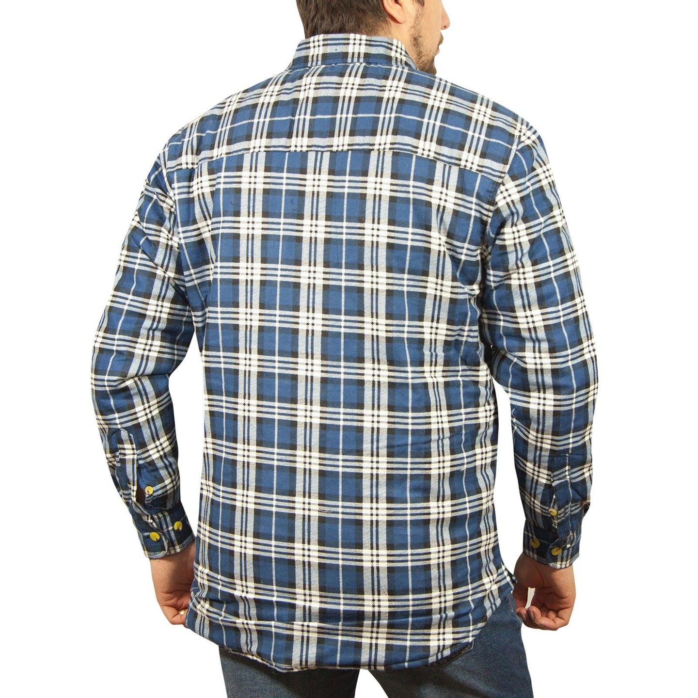 Buy Jacksmith Quilted Flannelette Shirt Mens Jacket 100% Cotton Padded Warm Winter Flannel - Navy/Light Blue - 3XL discounted | Products On Sale Australia