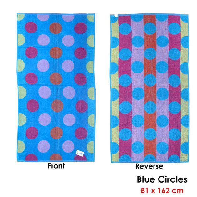 Buy Jacquard Velour Reversible Beach Towel Blue Circles discounted | Products On Sale Australia