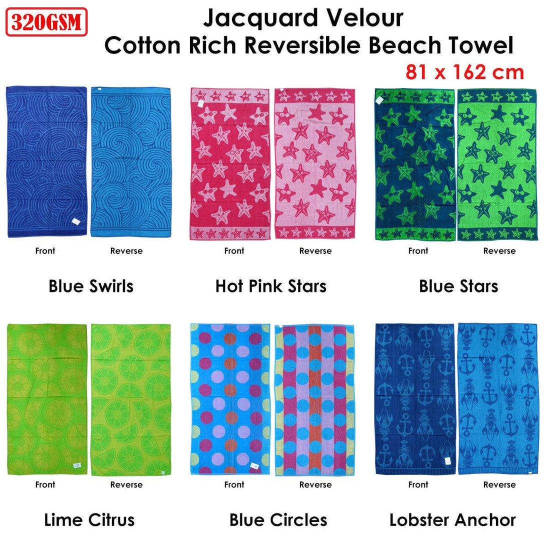 Buy Jacquard Velour Reversible Beach Towel Blue Circles discounted | Products On Sale Australia