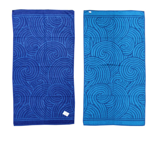 Buy Jacquard Velour Reversible Beach Towel Blue Swirls discounted | Products On Sale Australia