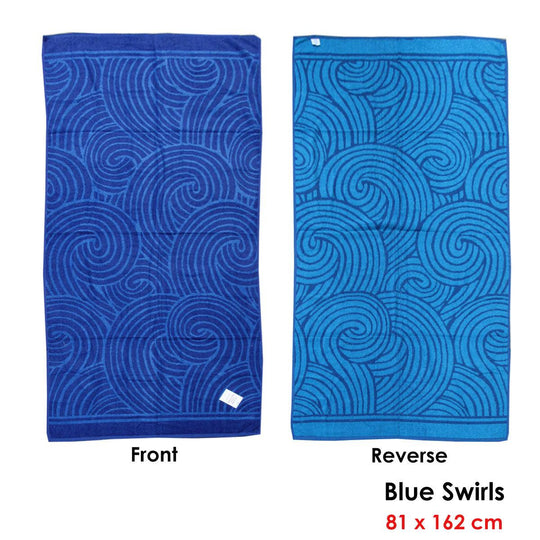 Buy Jacquard Velour Reversible Beach Towel Blue Swirls discounted | Products On Sale Australia