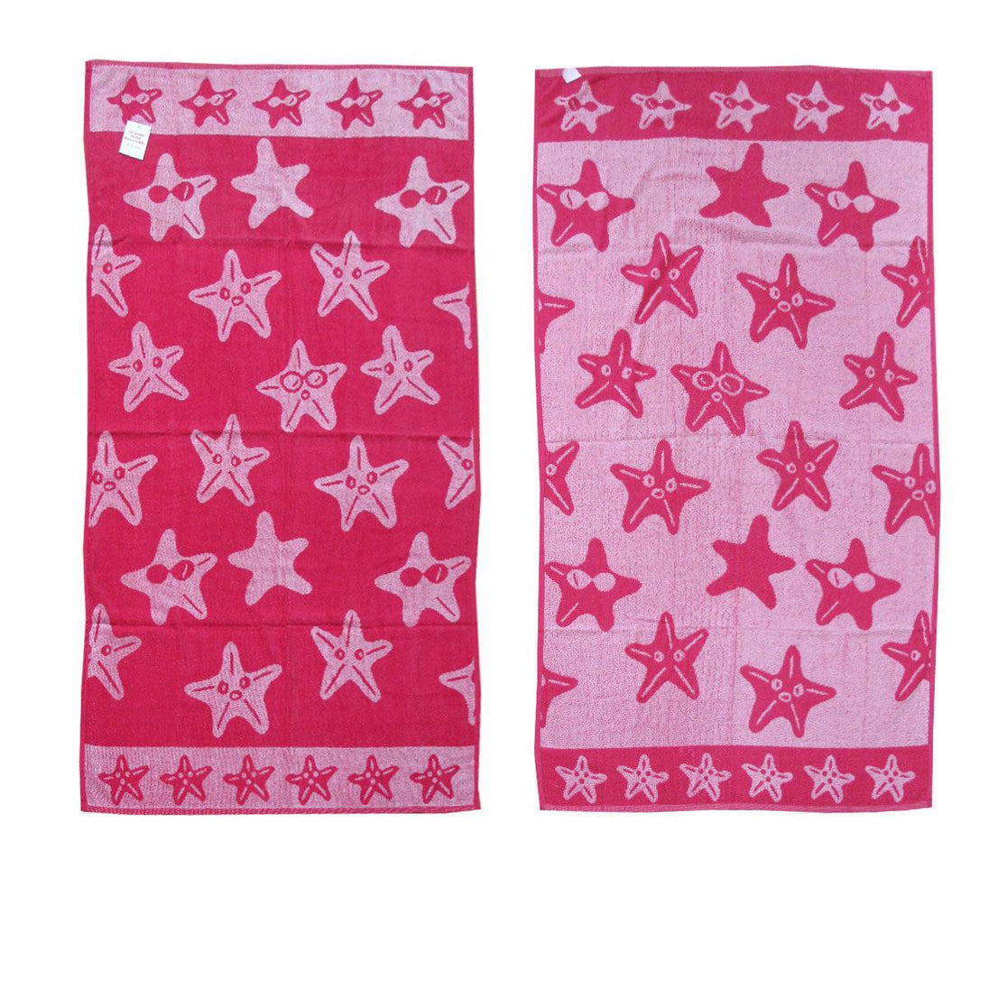 Buy Jacquard Velour Reversible Beach Towel Hot Pink Stars discounted | Products On Sale Australia