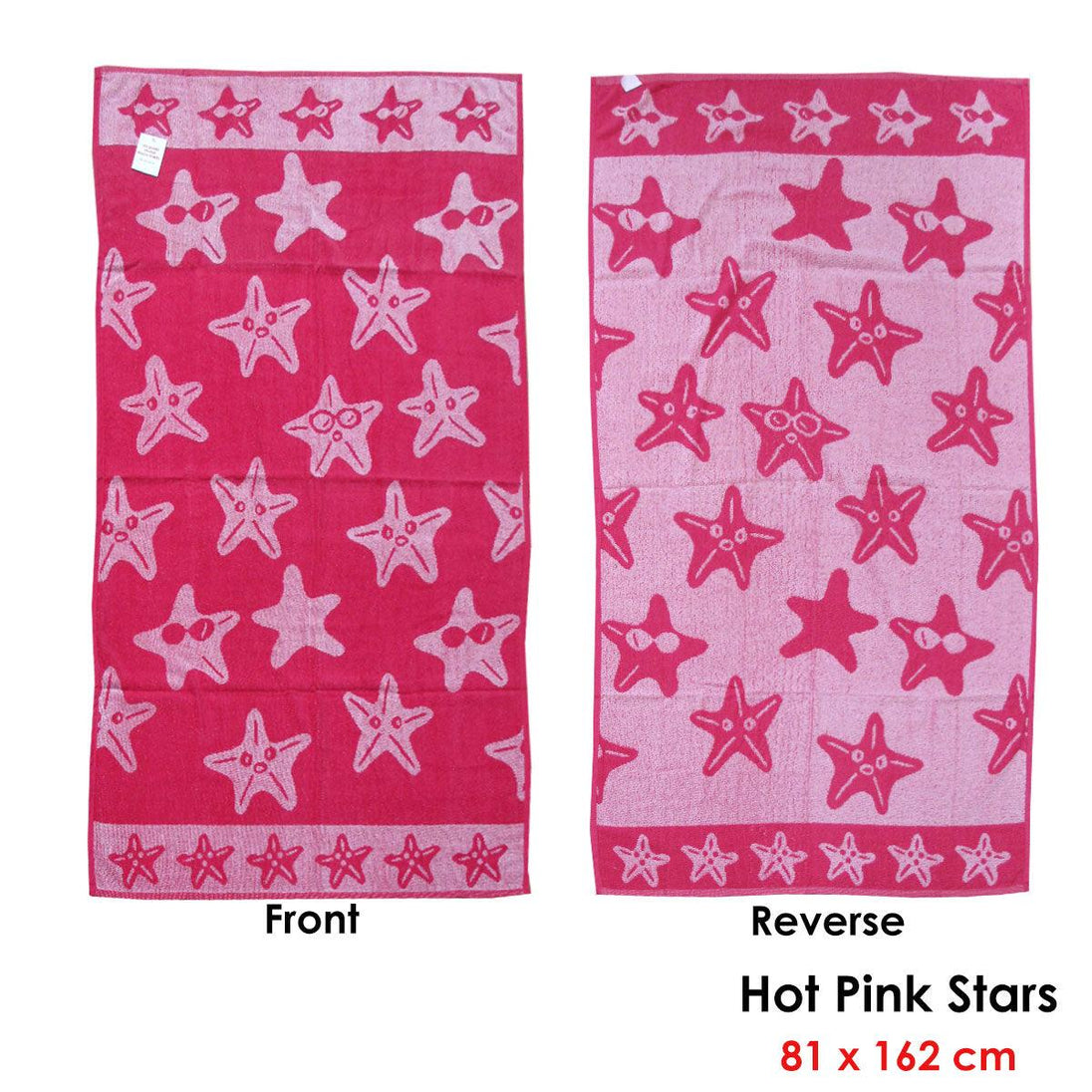 Buy Jacquard Velour Reversible Beach Towel Hot Pink Stars discounted | Products On Sale Australia