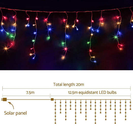 Buy Jingle Jollys 12.5M Solar Christmas Lights Icicle String Light Multi Colour discounted | Products On Sale Australia