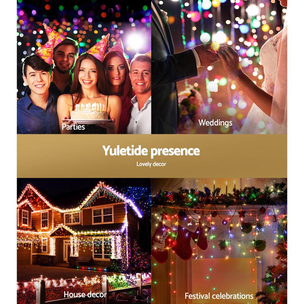 Buy Jingle Jollys 12.5M Solar Christmas Lights Icicle String Light Multi Colour discounted | Products On Sale Australia