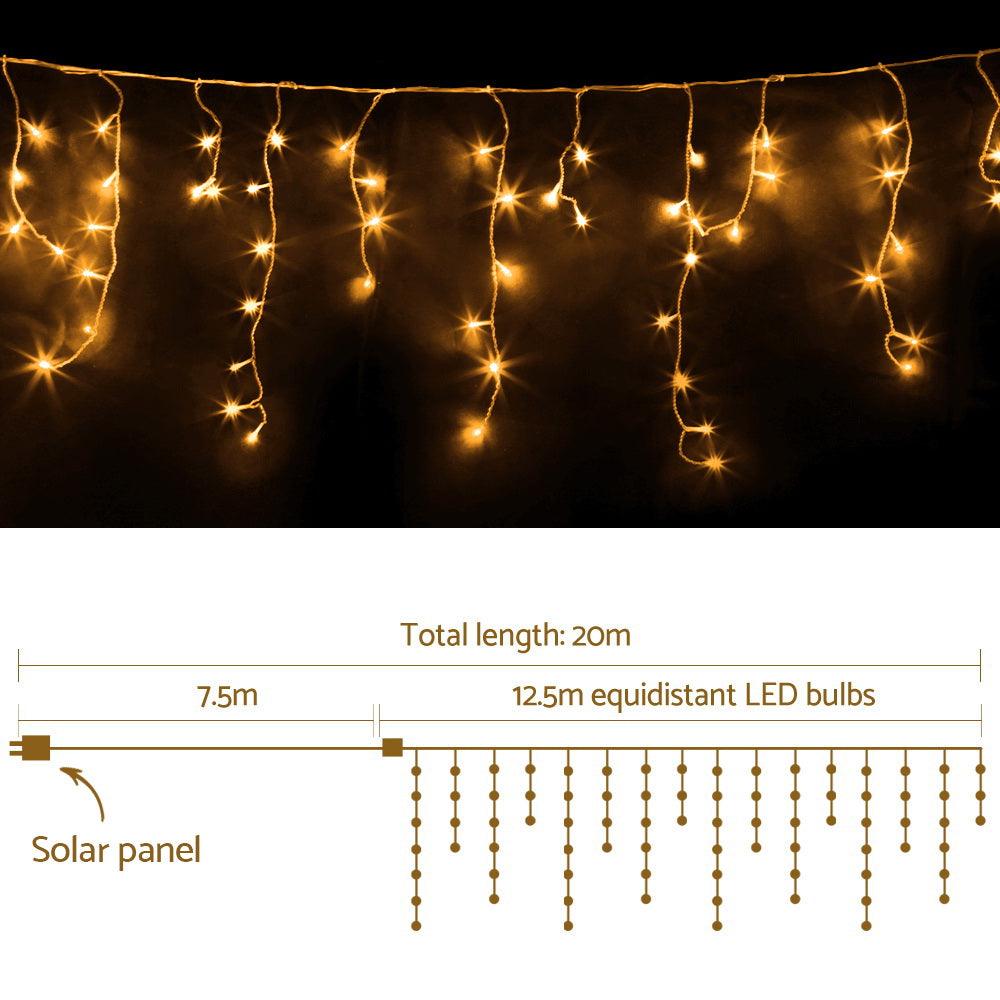 Buy Jingle Jollys 12.5M Solar Christmas Lights Icicle String Light Warm White discounted | Products On Sale Australia