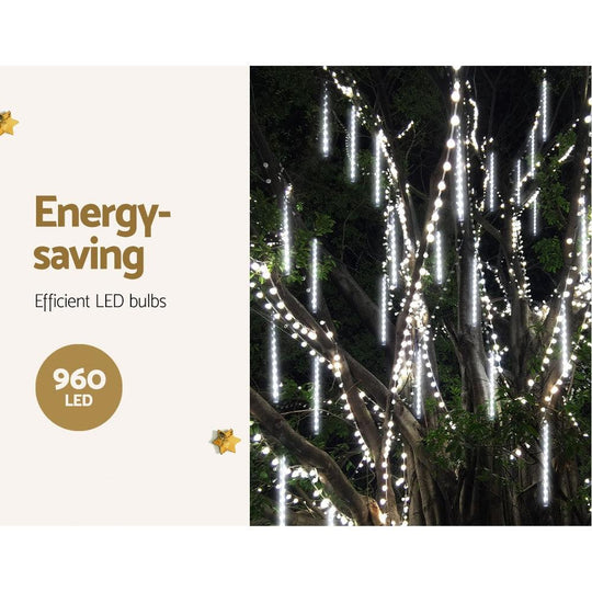 Buy Jingle Jollys 12M Christmas Lights Shower Light 960 LED Falling Metor discounted | Products On Sale Australia