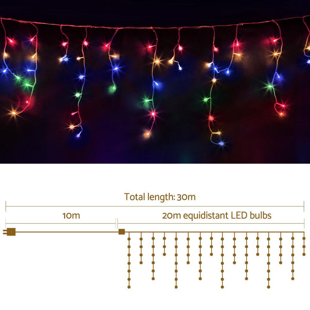 Buy Jingle Jollys 20M Christmas Lights Icicle Light 800 LED Multi-coloured discounted | Products On Sale Australia