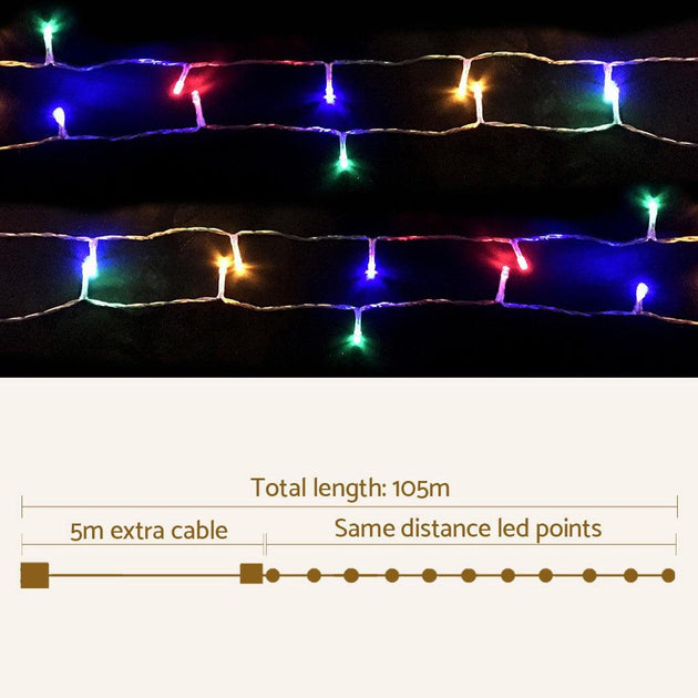 Buy Jingle Jollys 50M Christmas Lights String Light 500 LED Colourful discounted | Products On Sale Australia