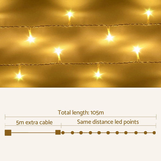 Buy Jingle Jollys 50M Christmas Lights String Light 500 LED Warm White discounted | Products On Sale Australia