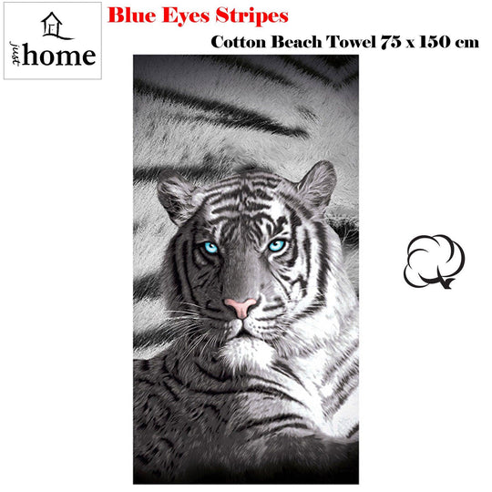 Buy Just Home Blue Eyes Stripes Tiger Bath Beach Towel discounted | Products On Sale Australia