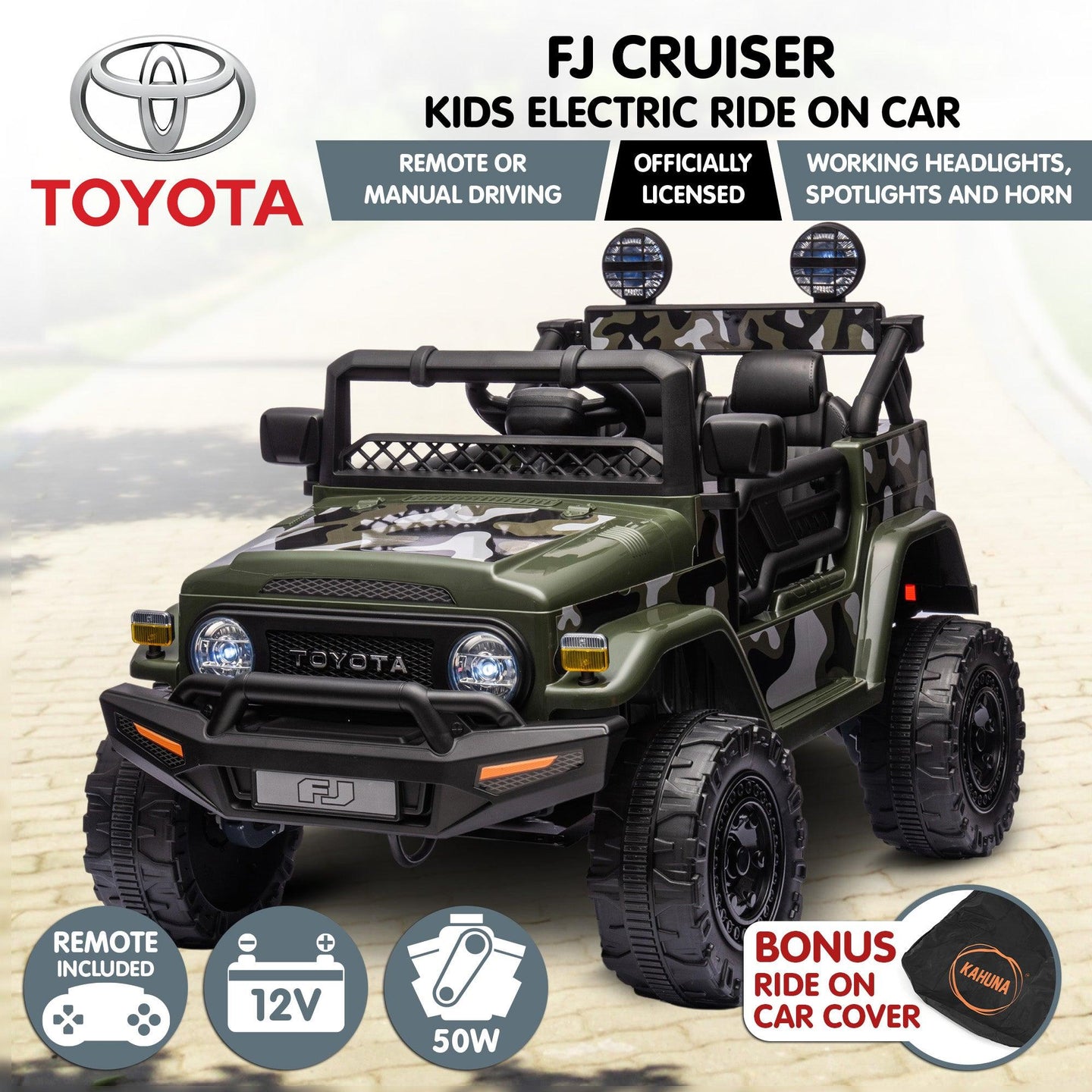 Buy Kahuna Authorised Toyota FJ Cruiser Kids Electric Ride On Car - Green discounted | Products On Sale Australia