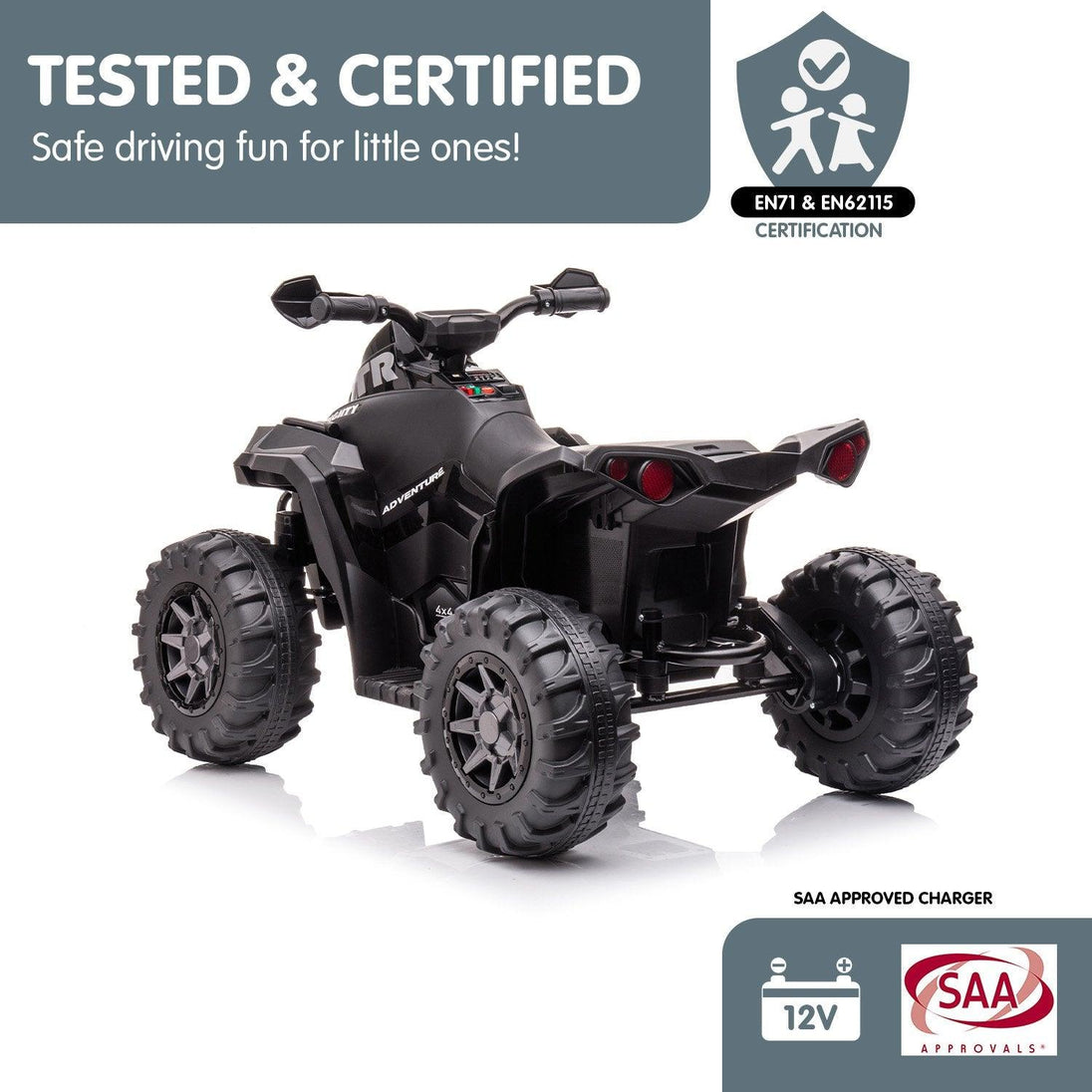 Buy Kahuna GTS99 Kids Electric Ride On Quad Bike Toy ATV 50W - Black discounted | Products On Sale Australia